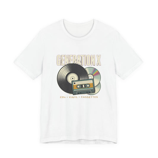 Retro 'Generation X' Music Tee — Vinyl, CD & Cassette Graphic Shirt